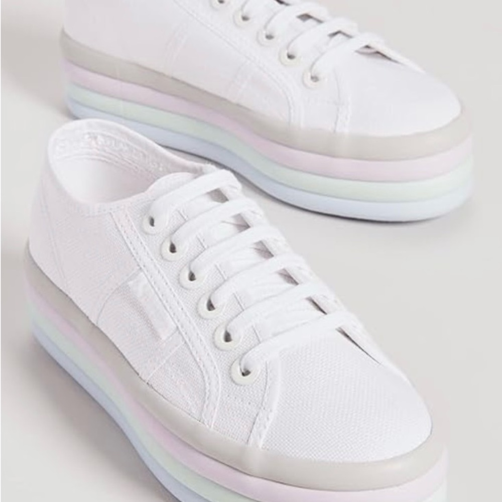 New with box superperga candy platform white & pastel color sneakers.